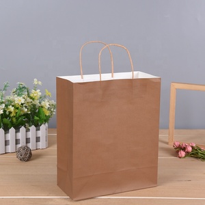 Bán buôn khuyến mại thức ăn nhanh Takeaway túi cổ điển trắng nâu giấy kraft với xử lý cho giày quần áo bao bì - Product Image 2