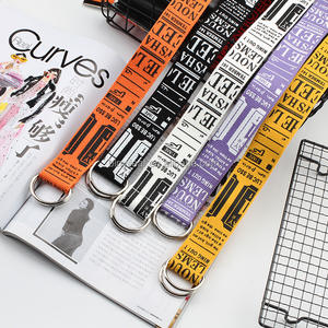 Correa de lona de nailon serigrafiada de seda con logotipo personalizado a la moda al por mayor, cinturón de cintura para hombre con doble anilla en D, hebilla de Metal - Product Image 5