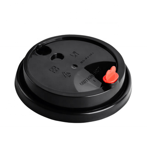 <span class=keywords><strong>Tapa</strong></span> de Vaso de Plástico PP Negro de 90 mm de Diámetro <span class=keywords><strong>con</strong></span> Tapón para Té de Burbujas - Product Image 1