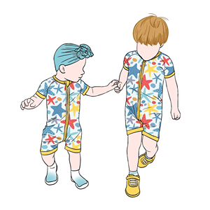 Tutina Estiva per Bambini Little Glow Kid con Cerniera Bidirezionale in Bambù, Maniche Corte, per Bambini e Ragazzi - Product Image 5