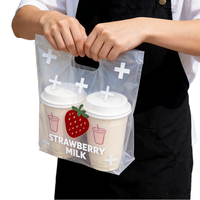 Sacs à emporter biodégradables en PP personnalisés en gros pour café, lait, thé, jus, soda avec impression de logo réutilisable