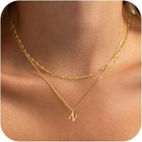 Collier à pendentif lettre double couche chaîne torsadée, tendance et polyvalent, accessoire féminin très prisé
