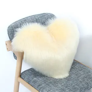 Heart Shaped Faux Wool Fur Decorative Pillows Case Fluffy Soft Plush Throw Pillow Covers Sofa Car Decor Shaggy Cushion Cover