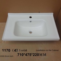 Lavabo rectangulaire en céramique moderne, série 60/70/80/90 cm, installation en vasque, grand lavabo avec un design moderne et simple