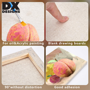 Tela in Misto Lino e Cotone Personalizzata OEM DX DESIGNS, Telaio in Legno Pretrattato per Pittura a Olio e Acrilico - Product Image 5