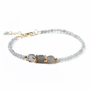 Bestone Großhandel Naturstein Kristall Perlen Armbänder Facettierte 3mm Labradorit Perlen Edelstein Vergoldete Armbänder für Frauen