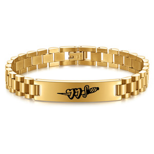 Bracelet pour homme en acier inoxydable 10 mm, motif épée découpé au laser, motif géométrique, bijou cadeau - Product Image 3