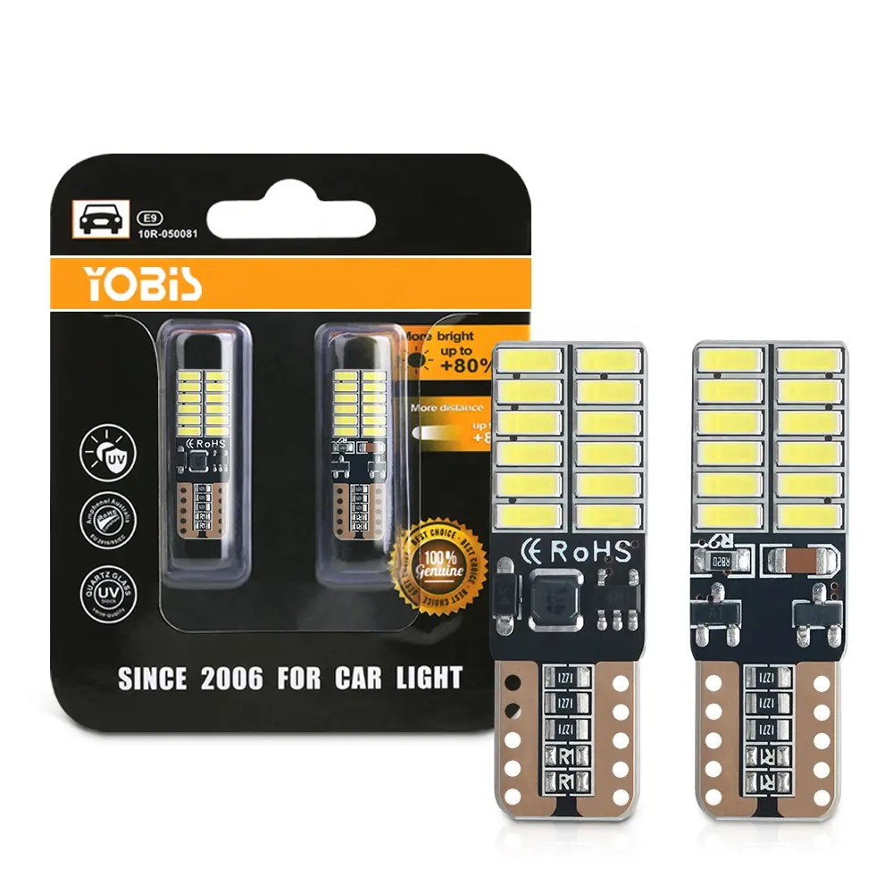 Yobis T10 4014 24SMD LED Chip Breite Licht Kennzeichenlicht Autoinnenbeleuchtung mit Mehrfarbe t10 led canbus w5w t10 led