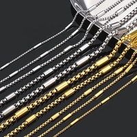 Collier artisanal en acier inoxydable avec chaîne en bambou, fermoir carré perlé, inaltérable, plaqué or 18 carats, chaîne sportive, accessoire de bijouterie DIY