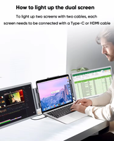 Moniteur d'ordinateur portable à triple écran de 14 pouces IPS Panel HDR Speaker Supports Extend/Mirror/Independent Display Dual Mini HD + 4x Type-C