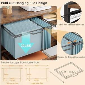 Archivador Móvil Lateral con Cajón, Archivador con Ruedas y Estantes de Almacenamiento, <span class=keywords><strong>Carpetas</strong></span> <span class=keywords><strong>Colgantes</strong></span> - Product Image 4