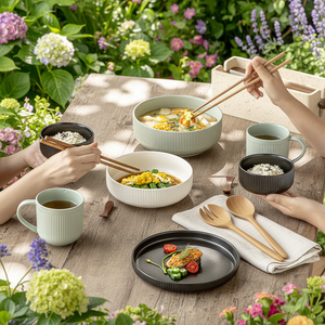 Juego <span class=keywords><strong>de</strong></span> Tazones <span class=keywords><strong>de</strong></span> Cerámica <span class=keywords><strong>Japonesa</strong></span> Minimalista <span class=keywords><strong>de</strong></span> Alta Gama, Tazones para <span class=keywords><strong>Sopa</strong></span> <span class=keywords><strong>de</strong></span> Fideos <span class=keywords><strong>de</strong></span> Arroz, Hechos a Mano, Ecológicos, Redondos, Aptos para Microondas - Product Image 2