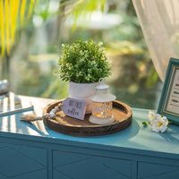 Plateau rond en bois pour bougies, porte-bougie rustique en bois, support de pilier vieilli, base de plateau pour bougies chauffe-plat de style ferme pour salon