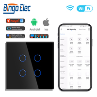 Interrupteur mural intelligent 1-2-3-4 gangs, télécommande sans neutre RF433, tactile en silicone, compatible Alexa et Tuya, 10A max. 250V