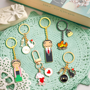 Porte-clés en métal de fruits d'animaux floraux personnalisés Porte-clés de personnage illustré de dessin animé pour un usage personnel Cadeaux de marque et promotions - Product Image 1