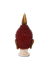 Tête de Bouddha en résine artisanale avec couronne de perles rouges, décoration spirituelle zen pour la maison, ornement de table intérieur élégant pour salon - Product Image 6