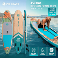 Planche de Stand Up Paddle Gonflable Sylvie - 10'6" x 32" x 6" avec pont en EVA Drop-Stitch et coques en PVC, portable pour lacs et rivières
