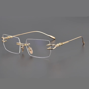 2025 không khung kính quang học khung Nam Vàng cận thị khung Titan kinh doanh chống ánh sáng màu xanh Kính mắt tùy chỉnh logo - Product Image 2