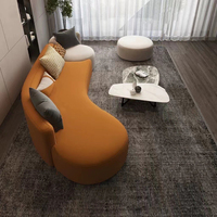 Salon de luxe nordique Double canapé en velours de forme spéciale pour trois personnes canapé de loisirs incurvé simple moderne italien