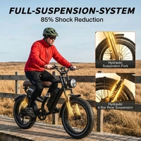 Vélo de montagne électrique rétro MX10 avec pneus larges 20x4.0, 48V 250W, 7 vitesses, fourche double en acier au carbone, selle longue et batterie au lithium