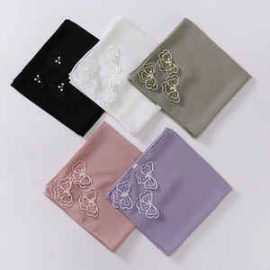 Nuevo Turbante de Chifón de Malasia de 90*90cm, Pañuelos Musulmanes <span class=keywords><strong>Hijab</strong></span>, <span class=keywords><strong>Hijab</strong></span> Cuadrado de Chifón con Encaje de Perlas y Mariposas - Product Image 1
