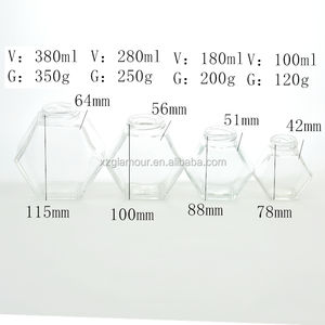 ขายส่งโลโก้ที่กําหนดเองที่ชัดเจนการจัดเก็บขวดน้ําผึ้ง dipper ภาชนะเปล่าขวดน้ําผึ้งแก้วหกเหลี่ยมขวดรูปน้ําผึ้งพร้อมฝาปิด - Product Image 3