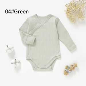 Baju bayi kimono lengan panjang katun premium pointelle rib, lembut, cocok untuk bayi baru lahir, untuk segala musim - Product Image 3