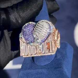 Groothandel Fabriek Prijs Geit Microfoon Ringen Zilver Vvvs Moissanite Diamond Hiphop Sieraden Fijne Sieraden Ringen