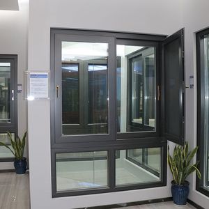 Fenêtre à battant en aluminium noir, best-seller au Nigeria, avec barres anti-effraction, double vitrage et moustiquaire, idéale pour les villas - Product Image 4
