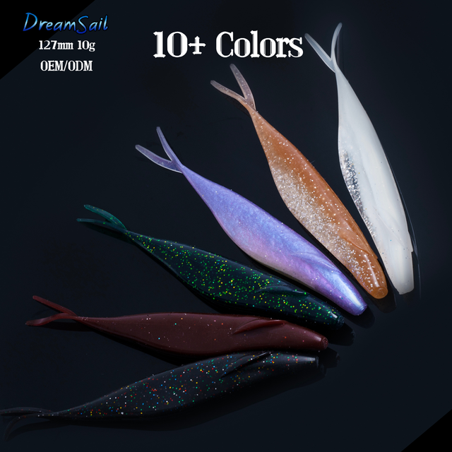 Premium 5 Inch 10g Soft Plastic Jerkbait Heavy Salt Belly V Tail Fluke Fishing Lure Wholesale Custom OEM Bass Soft Bait