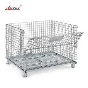 Euro rigid steel transport galvanized warehouse metal flexible storage malaysia wire mesh pallet cage