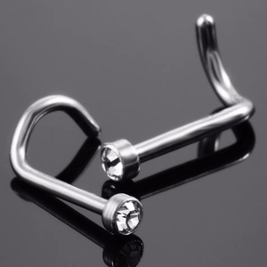 Piercing <span class=keywords><strong>per</strong></span> Naso in Titanio G23 Placcato Oro con Cristalli CZ e <span class=keywords><strong>Orecchini</strong></span> Piatti <span class=keywords><strong>per</strong></span> Narice con Incastonatura a Griffe 20G 18G - Product Image 4