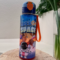 Bouteille en plastique avec paille, sans BPA, écologique, motif dessin animé créatif pour enfants, nouveau design, pour la maison, l'école, le camping et la randonnée