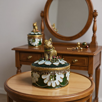 Boîte à Bijoux Lapin - Faite à la Main, Multifonctionnelle, Argent, Art Moderne, Émail Or Vieilli, Décoration de Luxe pour la Maison, Personnalisable