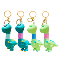 Creatieve Cartoon Pvc Sleutelhanger Kinderen Stretching Nek Dinosaurus Ontwerp Karabijnhaak Sleutelhanger In Rubber Materiaal Cadeau Idee