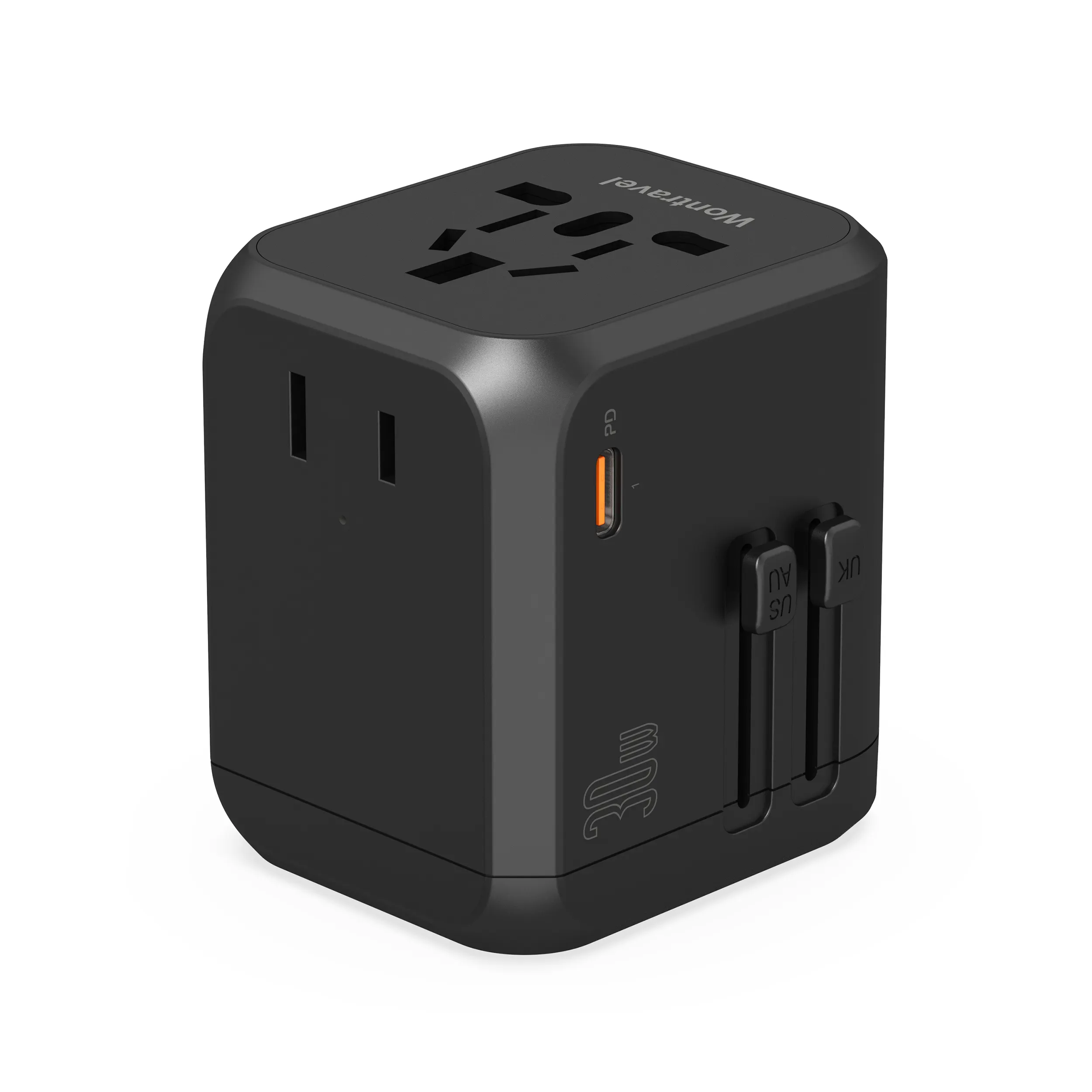 Adaptador assistente usb, carregador rápido usb de 30w pd adaptador de tomada elétrica dupla ac para viagem