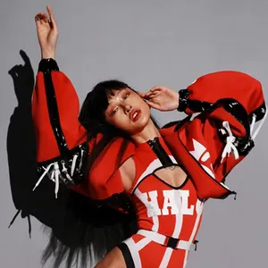Conjunto Deportivo Rojo de Béisbol para Club Nocturno, Chaqueta para Equipo de Baile GOGO, Vestido para Actuación de Baile Callejero - Product Image 6