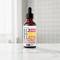 Vegan B12 5000 Mcg Drops + Complexe B |   Liquide sublingual OEM |   Marque privée Expédition rapide