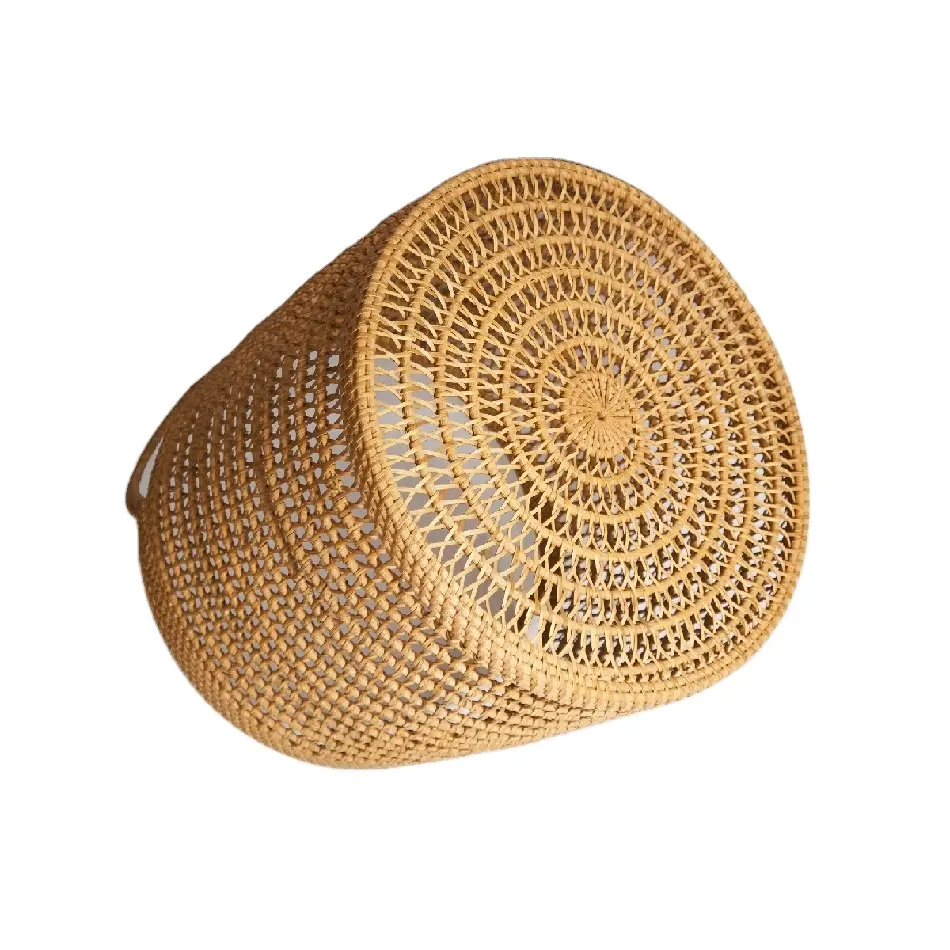 Handmade Laundry Cane Rattan Laundry Basket Wholesale Price New Design Round Rattan Wicker Basket Natural Material