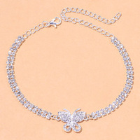 Chaîne de pied de mode personnalisée pour les filles strass tennis cheville bijoux plaqué or papillon bracelets de cheville pour les femmes