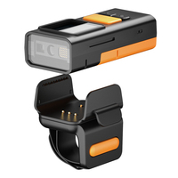 Escáner de Código de Barras 2D con Anillo para Dedo, Lector de Códigos QR Manos Libres con Pantalla LCD, Correa Ajustable, Mini Escáner Inalámbrico
