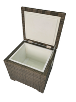 Caja de Almacenamiento Exterior de Mimbre Sintético Marrón Mixto con Revestimiento Aislante y Bisagras de Cierre Lento Hidráulico