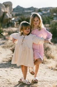 Vestito Estivo per Bambine con Laccetti Frontali, 100% <span class=keywords><strong>Cotone</strong></span> <span class=keywords><strong>Mussola</strong></span>, Maniche a Sbuffo, <span class=keywords><strong>Abito</strong></span> Casual per Bambina - Product Image 2