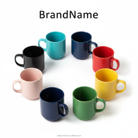 Mug à café en céramique noir mat, logo personnalisé, empilable, en grès, tasse à thé au lait pour le bureau et les cadeaux d'affaires
