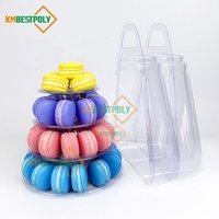 Support de présentation de macarons à 4 niveaux en plastique transparent pour desserts et biscuits, avec boîte de transport – Vente en gros