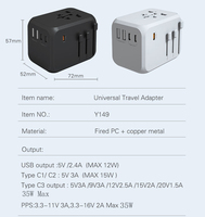 Adaptateur de voyage certifié UKCA US UK vers EU Travel Plug avec 4 adaptateurs USB C à charge rapide 35W PD Adaptateur de voyage européen