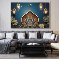 Décoration de salon, impression UV, calligraphie islamique dorée, peinture sur porcelaine de cristal, art mural en verre, peinture encadrée