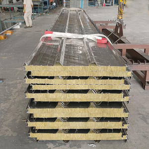 Panneau sandwich en laine de roche en acier inoxydable 304, imperméable et ignifuge, <span class=keywords><strong>pour</strong></span> toiture, mur extérieur, salle blanche (éco-responsable) - Product Image 1