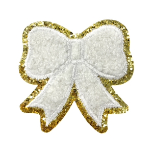 Colorido borde dorado brillo 3D arco parche hierro-en tela de chenilla bordado Bowknot parche - Product Image 2