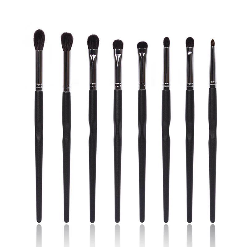 Juego de brochas de maquillaje de ojos Dongmei de gama alta negro 8 Uds pelo de cabra de alta calidad pelo de caballo madera huella dactilar mango juego de brochas de maquillaje